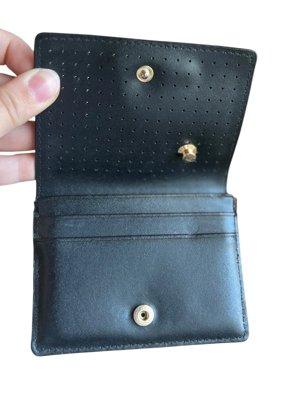 Michael Kors Jet Set Black Perforated Leather Star Stud Bifold Wallet - GUC - Picture 3 of 4